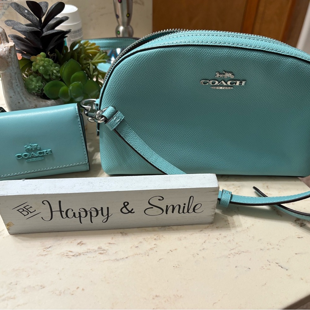 Coach Aqua Crossbody Bag and Wallet Set